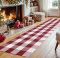 IOHOUZE Christmas Buffalo Plaid Runner Rug 2x8, Washable, Red White by iOhouze