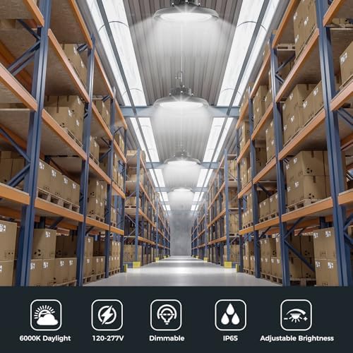 AIKVSXER 180W UFO High Bay Light 32400LM 6000K, 1-10V Dimmable Shop Lights - Image 3