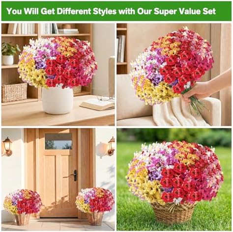 22 Pack Artificial Flowers for Outdoor Indoor Fake Plants(Multi-Colour) - Image 4