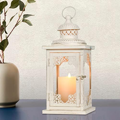 NEEDOMO Large Lanterns Decorative Indoor, 14'' Vintage Outdoor Lanterns with Clear Glass, Metal Candle Holder Lantern Rustic Farmhouse Shelf Decor for Indoor Outdoor Events Wedding and Party by NEEDOMO-LightUpYourSpace