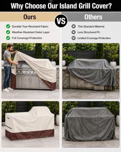 110 Inch Island Grill Cover - Extra Large Outdoor BBQ Island - 600D - Image 4
