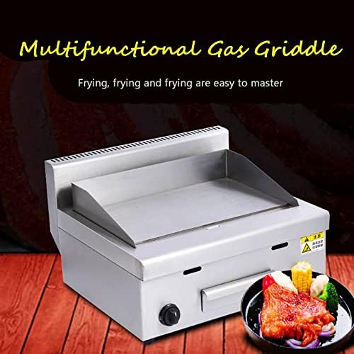 Double Gas Griddle Grill Smooth Commercial Stainless Steel Heavy Duty Restaurant Outdoor Griddle Gas Baking Plate Burger Grill (718) - Image 3