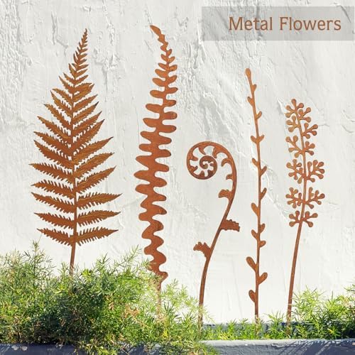 Metal Flowers for Outside,Garden Stakes Decorative,Flower Bed Decor Plant Stakes,Garden Statues Outdoor Clearance,Metal Yard Art Outdoor,Plant Decorations for Pots - Image 2