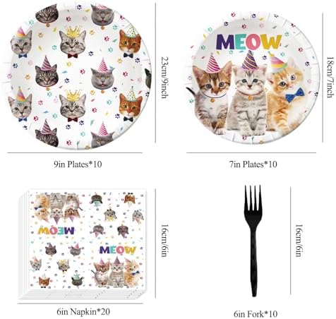 Birthday Party Plates 50 Pcs Cat Birthday Plates And Napkins Combination - Image 2