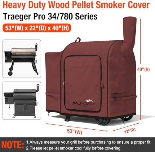 Foldable Grill Cover for Traeger Pro 34/780 Series, Waterproof 600D Heavy Duty Wood Pellet Smoker Cover, Fade＆Tear Resistant Pellet Grill Cover for Texas Elite 34 700/600/550,Red - Image 5