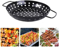 Round Grill Wok with Handle,Carbon Steel Grill Pan With Holes,Non-Stick Grilling Skillet,Round Grill Pan,Grill Basket For Seafood,Vegetable,Meat by Vctitil