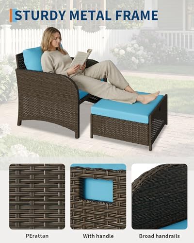 Garvee 5-Piece Outdoor Patio Conversation Set with Hidden Ottomans - Image 3