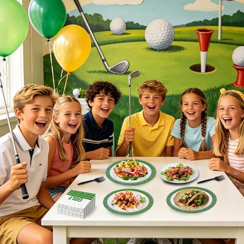 100 Pcs Disposable Golf Party Tableware Set for 25 Guests - Image 4