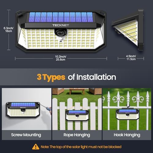 TECKNET 546 LED Motion Sensor Outdoor Lights with Remote Control Hook 2Pack - Image 5