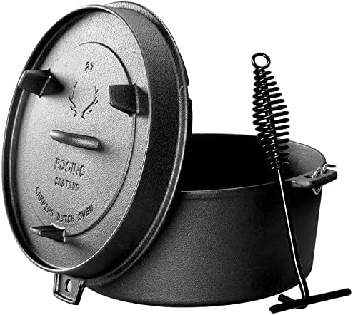EDGING CASTING Pre-Seasoned Cast Iron Camping Dutch Ovens, Outdoor Camping Dutch Oven Pot with Lid Tripod, 6 Quart - Image 5
