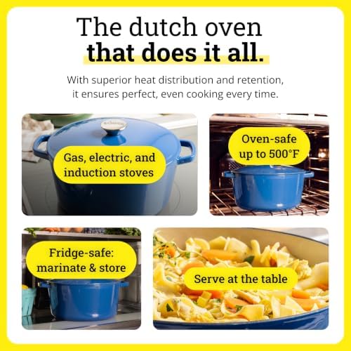 Lodge 5 Quart Cast Iron Elements Enamel Dutch Oven - Denim - Image 4