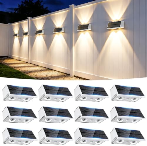 Solar Fence Lights Outdoor, 12 Pack Fence Solar Lights Waterproof by Unknown
