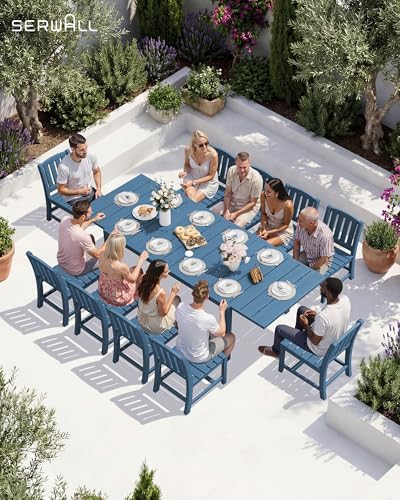 SERWALL Outdoor Expandable Dining Table 60" - 83", Blue - Image 3
