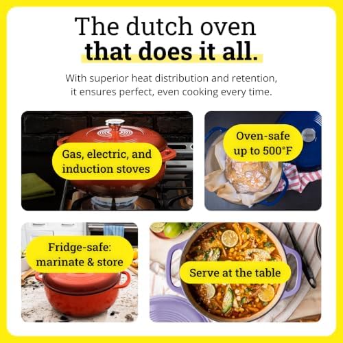 Lodge Essential Enamel Cast Iron Dutch Oven, 7.5 Quart, Apricot - Image 4