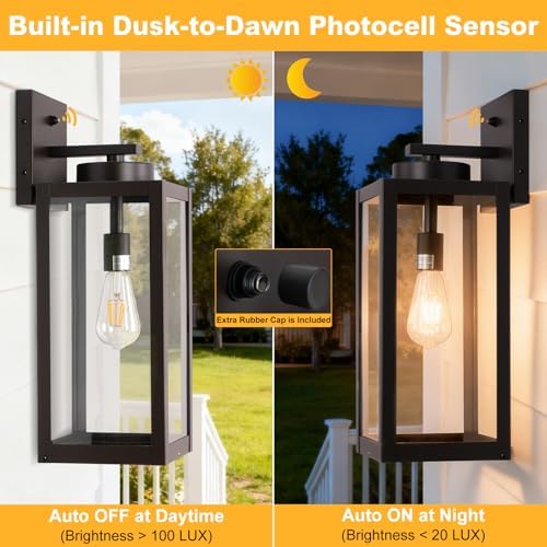 20" Oil Rubbed Bronze Dusk to Dawn Outdoor Wall Lights with Closed Bottom - Image 3