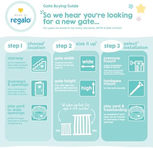 Regalo Safety 29"-43" Extra Wide Baby Gate for Top of Stairs & Doorways - Image 6