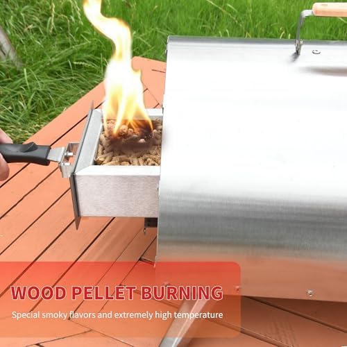 12" Wood Pellets Pizza oven with Thermometer – Portable Wood Fired Pizza stove, Stainless Steel, Quick Heat-Up, 12" Pizza Stone for Camping and Outdoor Cooking, Great Gift for Camping Enthusiasts - Image 6