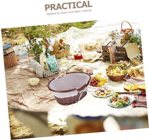 Hand Woven Picnic Basket with Handle Xmas Rustic Fruit Basket - Image 5