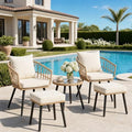 PORWEY 5 Piece Patio Bistro Set, All-Weather Rattan, Yellow/Beige by PORWEY