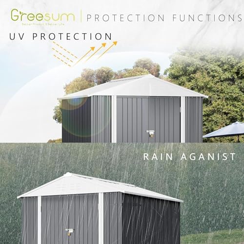 Greesum 6x4FT Outdoor Storage Shed, Gray - Image 4
