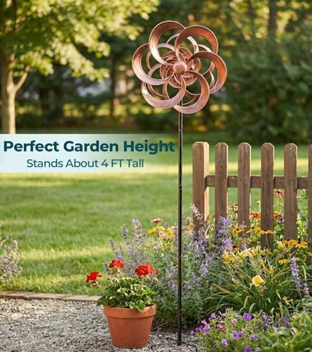 Metal Wind Spinner Outdoor, 63" Double-Sided Copper Decor - Image 6