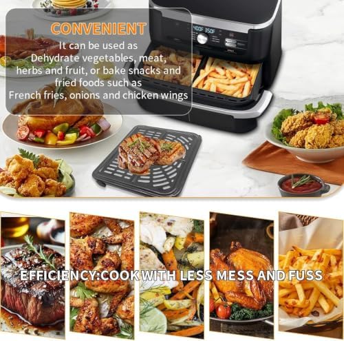 Air Fryer Replacement Parts for Ninja Foodi 11 Quart 7-in-1 MegaZone XL FlexBasket Air Fryer, 2 PCS Air Fryer Accessories Grill Pan Plate Crisper Plate Rack Tray with Rubber Bumpers - Image 7