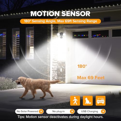 LUTEC 32W 3500 Lumen LED Security Lights Motion Sensor Light Outdoor, 5000K Daylight, IP65 Waterproof, Dusk to Dawn, Motion Detector Flood Light for Garage, Yard, Porch-Black - Image 3