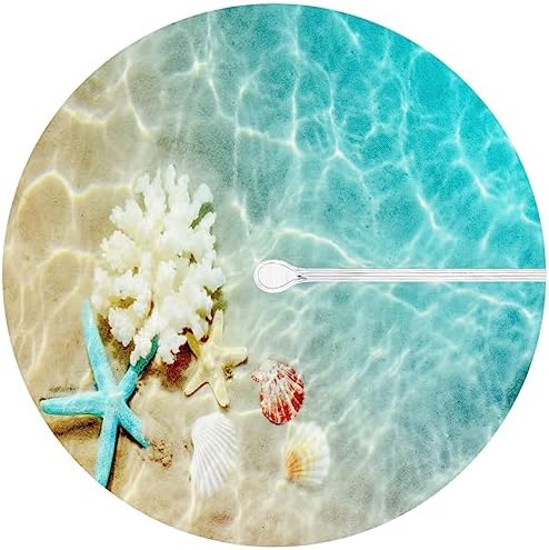 Fitted Round Tablecloth with Umbrella Hole and Zipper Starfish Coral Seashell Outdoor Elastic Table Cloth 36"-44" Oil-Proof Waterproof Summer Beach Patio Table Cover for Picnic Party - Image 6