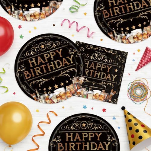 40pcs Whiskey Birthday Party Decorations Whiskey Plates and Napkins Aged to Perfection Birthday Decorations for Men,Suitable for 20 Guests - Image 6