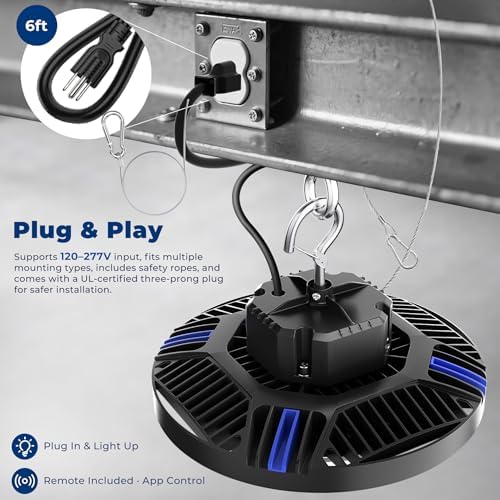 CINOTON Smart 210W 29400LM UFO LED High Bay Shop Light, ETL Listed 1 Pack - Image 3
