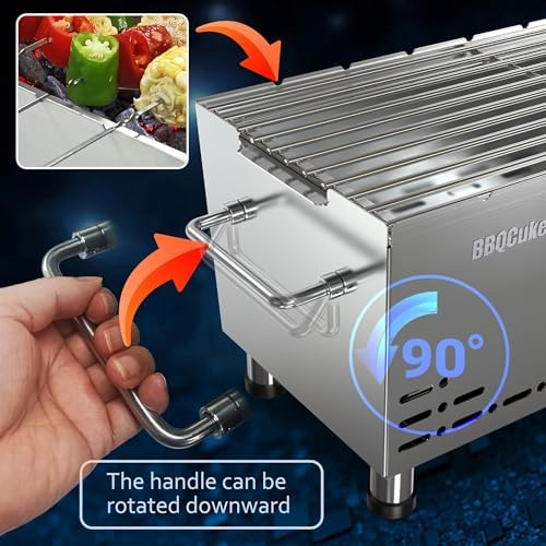 Portable Tabletop Charcoal Grill with Travel Bag, 170 Sq. In.Cooking Area - Image 7