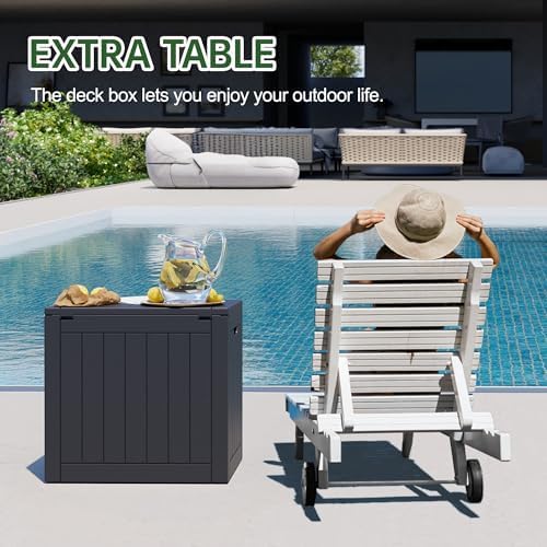 KAMABOKO Outdoor Storage Box, 35 Gallon Deck Box Outdoor Waterproof Small - Image 5