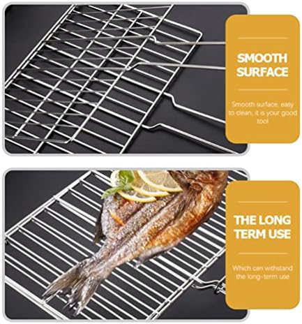 Kichvoe Thickened Stainless Steel Fish Grill Basket with Handle 15.74X11.81 Inch Mesh Rack for Outdoor Bbq Grilling Vegetables Steak Shrimp and Chicken - Image 3