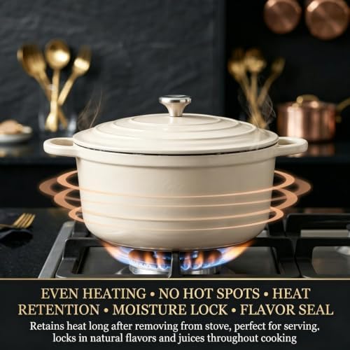 Nonstick Enameled Cast Iron Cookware Set, 4-Pcs Pots and Pans with Lids - Image 5