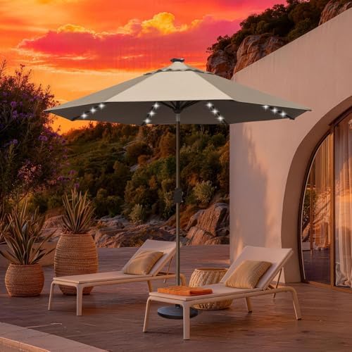 EliteShade USA 10-Year-Non-Fading 10ft Market Patio Umbrella, Commercial Grade Table Sun Umbrella with 80 Solar LED Lights, Crank Open, Windproof & UPF 50+ UV Protection for Garden, Deck, Pool, Backyard, Heather Beige - Image 4