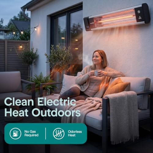 SereneLife Portable Infrared Indoor and Outdoor Electric Space Heater with Remote, IP65 Approved, 1500 Watt Wall-Mounted Hanging for Patio, Restaurant, Backyard, Garage, Decks, Gazebos, Cafes - Image 6