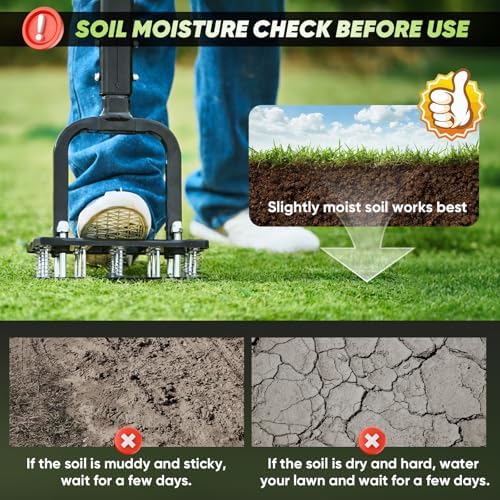 Sakerplus Aerator Lawn Tool, Spike Lawn Aerator with Self-Cleaning Tines - Image 6