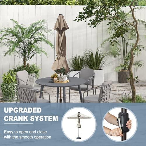 EliteShade USA 10-Year-Non-Fading 10ft Market Patio Umbrella, Commercial Grade Table Sun Umbrella with 80 Solar LED Lights, Crank Open, Windproof & UPF 50+ UV Protection for Garden, Deck, Pool, Backyard, Heather Beige - Image 5