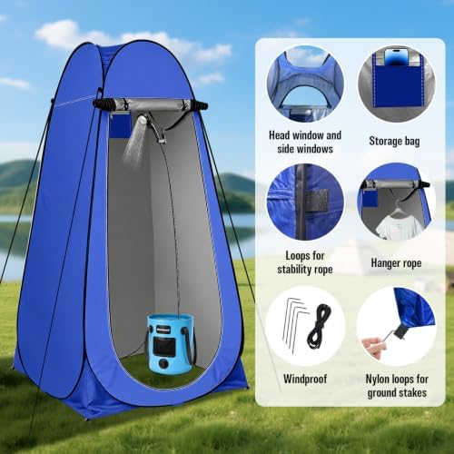 Portable Shower for Camping, 6000mAh Rechargeable Camp Shower Pump with Large Capacity Foldable Bucket, Filtered Shower Head, Outdoor Camping Shower Kit for Travel, Pet Bath, Car Washing - Image 3