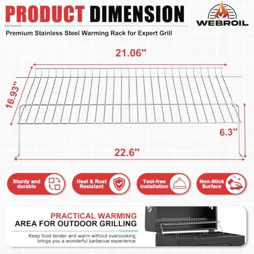 Grill Warming Rack for Expert 24" Charcoal Grill Replacement for Expert 24" - Image 3