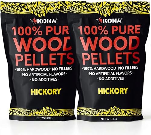 Kona 100% Hickory Smoker Pellets, Intended for Ninja Woodfire Outdoor Grill, 16 lb Resealable Bag by Kona