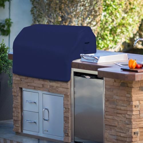 Covers & All Built-in Grill Cover for Outdoor Grill – Heavy Duty 12 oz Waterproof Built-in BBQ Grill Cover, PVC-Coated Polyester with Elastic Hem for Snug Fit (44 x 27 x 26 inches, Blue) - Image 6