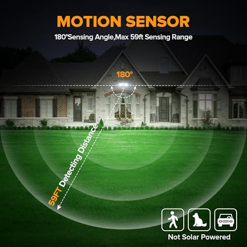 LUTEC 34W 3700 Lumen LED Security Light Motion Sensor Outdoor Lights with Night Light, 5000K Daylight, IP65 Waterproof, Dusk to Dawn, Hardwired Motion Detector Flood Light for Garage, Yard-White - Image 3
