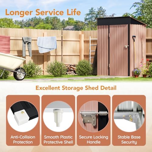 Panovue 5X3X6.1 FT Garden Storage Shed with Frame Floor(NO Wood Panels) - Image 5