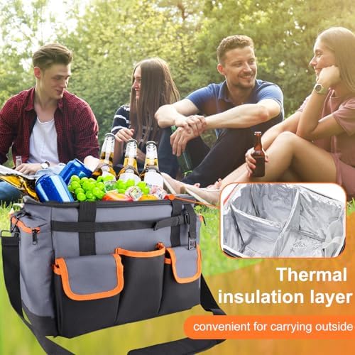 Large BBQ Grill Caddy with Paper Towel Holder, Foldable Insulated Picnic Organizer Bag for Outdoor Grilling, Tailgating, Camping, RV Trips, Must-Have Storage for Cooking Tools Supplies - Image 7