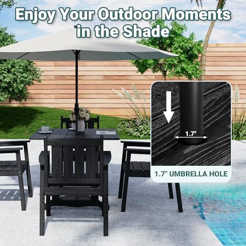 Pamapic Patio Dining Table Set, 5-Piece Outdoor Dining Set for 4, Black - Image 3