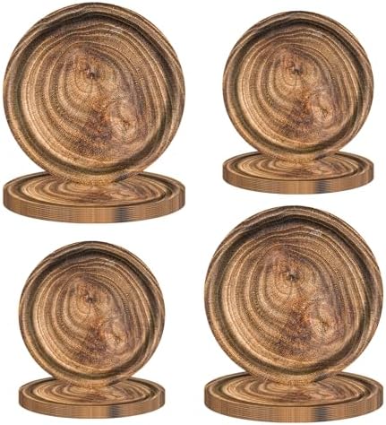 80 Pcs Wood Grain Paper Plates Birthday Decorations Party Disposable Tableware for Lumberjack Camping Hunting Theme Party Supplies, Serves 40 guests (Style A) by RFAPTDM