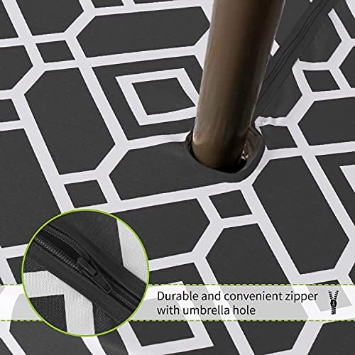 LUSHVIDA Moroccan Outdoor Tablecloth with Umbrella Hole, 60x120 Inch Black - Image 5