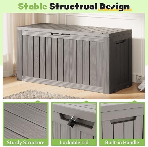 KAMABOKO Outdoor Storage Box, 80 Gallon Deck Box Outdoor Waterproof Patio - Image 5