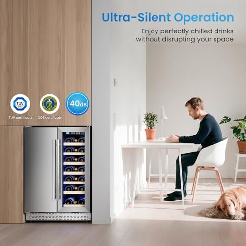 24 Inch Wine and Beverage Refrigerator, 21 Bottles and 88 Cans Daul Zone Wine Fridge with Stainless Steel Door Built in or Freestanding, Beverage Fridge for Soda Beer Wine-Kitchen Bar Office - Image 4